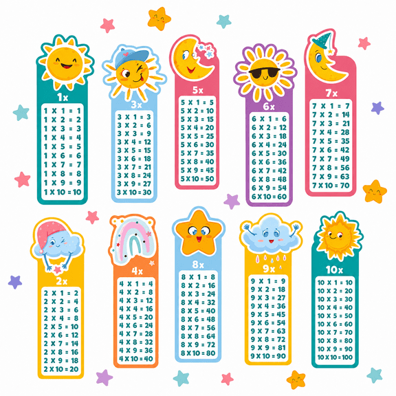 Felinux Multiplication Table Wall Decal 23.6 x 59 in Math Chart Sticker