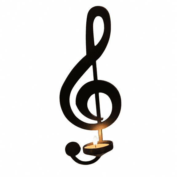 Felinux Music Note Candle Holder, 10.2 in Black Treble Clef Tealight Stand