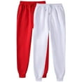 thumbnail image 1 of Felirenzacia 2PC Tapered Cuffed Sweatpants with Pockets for Plus Size Women Red & White,S, 1 of 2