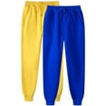 thumbnail image 1 of Felirenzacia 2PC Women's and Men's Unisex Solid Cuffed Sweatpants Long Tapered Jogging Pants with Pockets Blue & Yellow,XL, 1 of 2