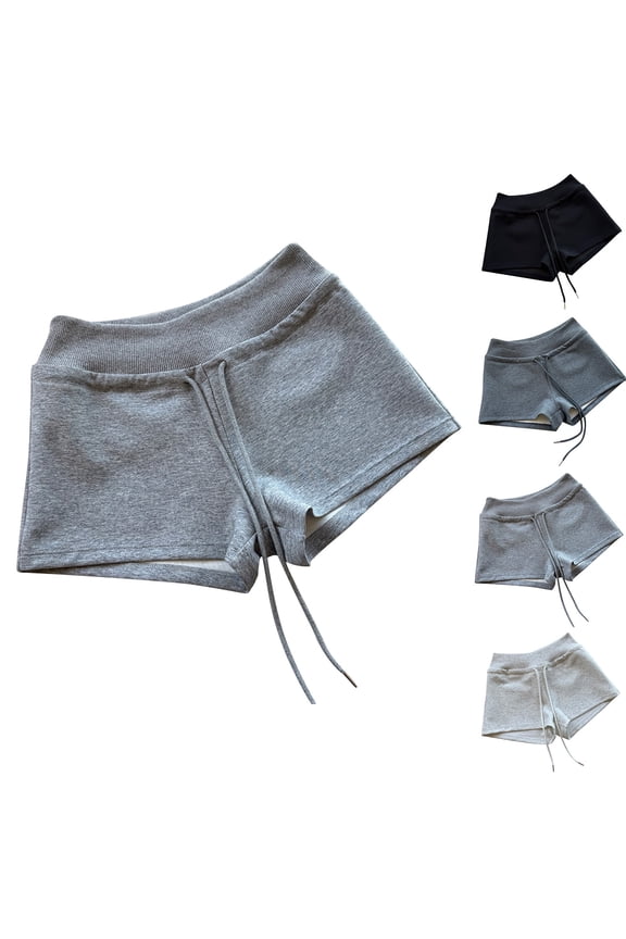 Athletic Shorts for Women Micro Low Waist Drawstring Shorts Y2K Vintage Mini Hot Pants Lounge Bottoms Summer Gray,S