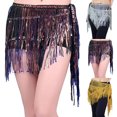thumbnail image 1 of Felirenzacia Belly Dance Belt Wrap Hip Scarf Skirt Waistband with Sequins Tassel Hip Scarf, Purple,Free Size, 1 of 6