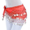 thumbnail image 1 of Felirenzacia Belly Dance Hip Scarf 158 Gold Coins Dance Skirt, Red,Free Size, 1 of 4