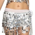 thumbnail image 1 of Felirenzacia Belly Dance Hip Scarf, Belly Dance Skirt Wrap Bling Sequins Coins, White,Free Size, 1 of 6