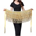 thumbnail image 1 of Felirenzacia Belly Dance Hip Scarf, Women's Chiffon Belly Dancing Scarf with 128 Coins for Yoga Class, Gold,Free Size, 1 of 3