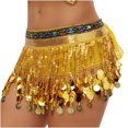 thumbnail image 1 of Felirenzacia Belly Dance Hip Scarf for Women, Thick Tassels Sequin Fringe Skirt, Yellow,Free Size, 1 of 3