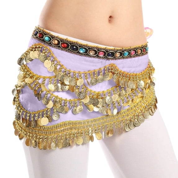 Felirenzacia Belly Dance Hip Scarf with Tassels Sequins, Triangle Coins Wrap Skirt Music Festival Clothing Skirt, Watermelon Red,Free Size