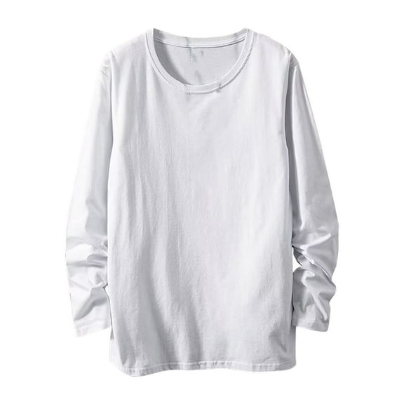 Felirenzacia Big and Tall Men's Long Sleeve Sweatshirts, Casual 0.4 lbs Cotton Crewneck Hoodie Shirts, White, 5XL