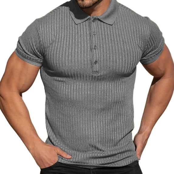 Felirenzacia Big and Tall Men’s Performance Golf Polo Shirt, Short Sleeve Stretch Fit Moisture Control Ribbed Knit Top, Gray,XL