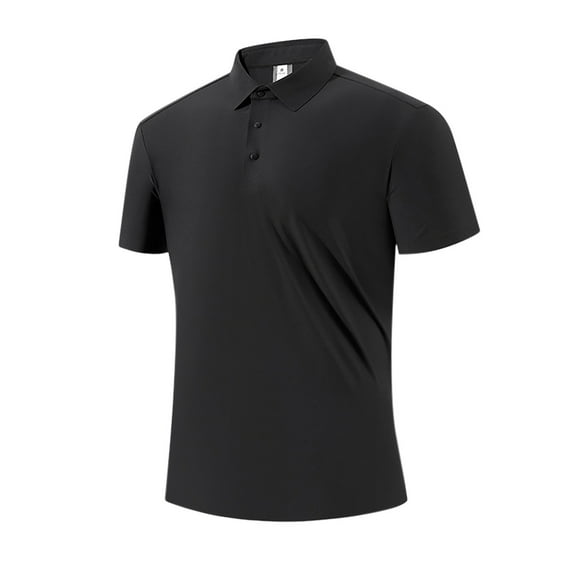 Felirenzacia Big and Tall Men’s Quick Dry Active Polo Shirt, Short Sleeve Workout Performance Golf Top, Black,XL