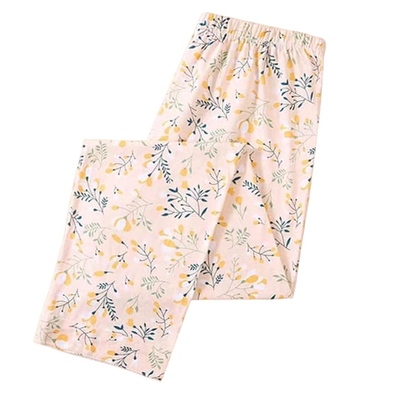 Felirenzacia Big and Tall Women's Cotton Pajama Pants Loose Ditsy Graphic Cozy Pj Bottoms for Plus Women Beige,XL