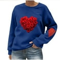 thumbnail image 1 of Felirenzacia Big and Tall Women’s Valentine Pullover Sweet Heart Design Cozy Casual Everyday Top, Blue,L, 1 of 5