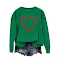 thumbnail image 1 of Felirenzacia Big and Tall Women’s Valentine Pullover Sweet Heart Design Cozy Casual Everyday Top, Green,2XL, 1 of 4