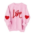 thumbnail image 1 of Felirenzacia Big and Tall Women’s Valentine Pullover Sweet Heart Design Cozy Casual Everyday Top, Pink,XS, 1 of 5