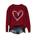thumbnail image 1 of Felirenzacia Big and Tall Women’s Valentine Pullover Sweet Heart Design Cozy Casual Everyday Top, Wine,S, 1 of 4