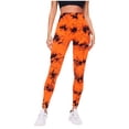 thumbnail image 1 of Felirenzacia Bright Orange Tie Dye Lightning Pattern Yoga Pants for Women, High Waisted Hip Lifting Leggings, Shibori Lightning Pattern Yoga Pants, XS-L, 1 of 3