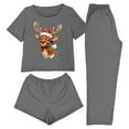 thumbnail image 1 of Felirenzacia Christmas Pajama Sets for Women, 3PC Loungewear with Short Sleeve Tops, Pants with Shorts, Casual Soft Home Yoga Outfit Sets, 1 of 7
