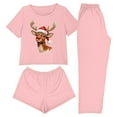 thumbnail image 1 of Felirenzacia Christmas Pajama Sets for Women, 3PC Loungewear with Short Sleeve Tops, Pants with Shorts, Casual Soft Home Yoga Outfit Sets, 1 of 7