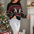 thumbnail image 1 of Felirenzacia Christmas Red and Black Reindeer Sweaters, Crewneck Long Sleeve Knit Pullovers, Ugly Elf Jumpers for Ladies Gifts, 1 of 6