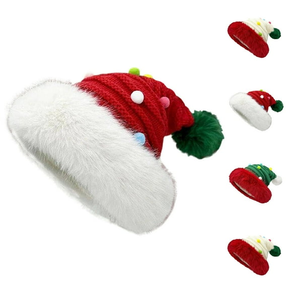 Felirenzacia Classic Red and White Fluffy Xmas Elf Hat, Christmas Party Gift, Santa Claus Hat for New Year