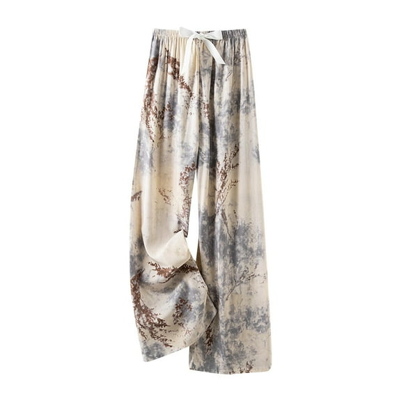 Felirenzacia Comfy Casual Drawstring Pants with Paisley Print Straight Leg Women's Trousers in Soft Fabric with Relaxed Fit & Elastic Waist