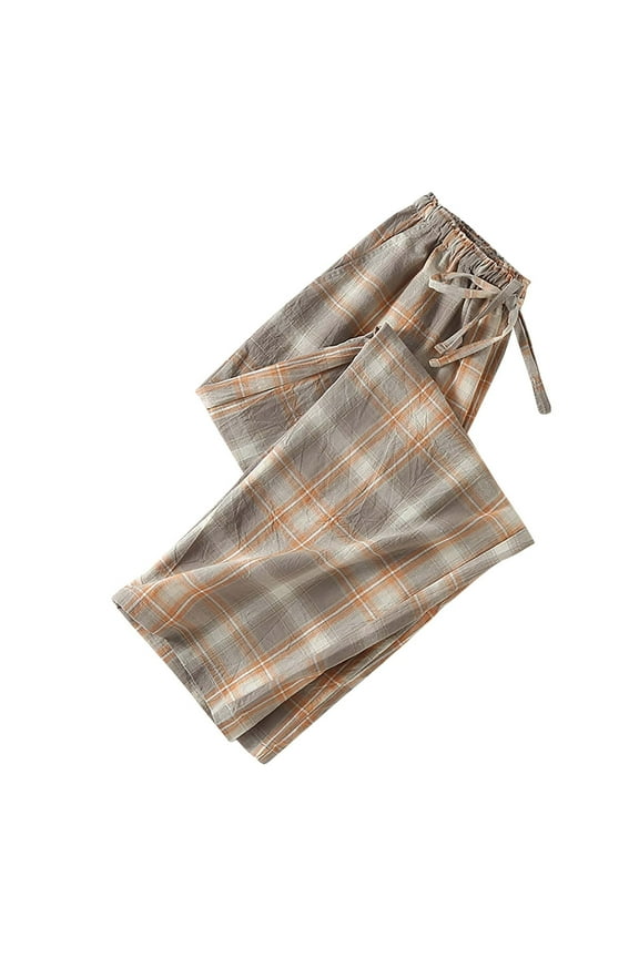 Comfy Pajama Pants for Women Cotton Plaid Lounge Trousers with Elastic Waistband, Stretchy Drawstring Sleepwear Bottoms, Soft Relaxed Fit
