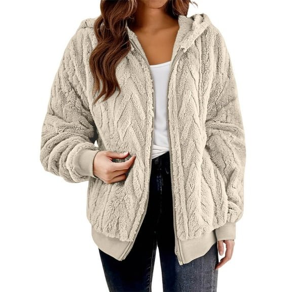 Felirenzacia Flannel Shacket Coat Women’s Zip Up Sherpa Jacket, Long Sleeve Oversized Style, Warm Fleece Hoodie, Casual Winter Wear