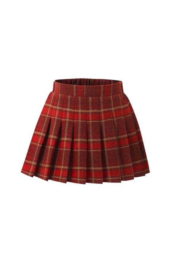 Flannel Skirt for Teen Adult Women, Tartan Skort with Short, Plaid Pleated Skirt, Fall Winter School Wear