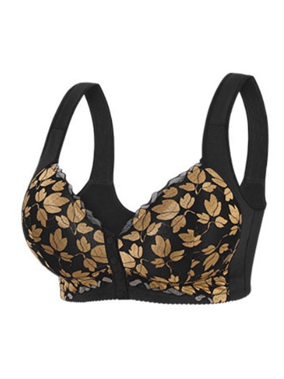 Front Close Wireless Bralette with Adjustable Straps – Women’s Comfort Bra, Padded Smooth Fit for Everyday Wear Maple Leaf Print