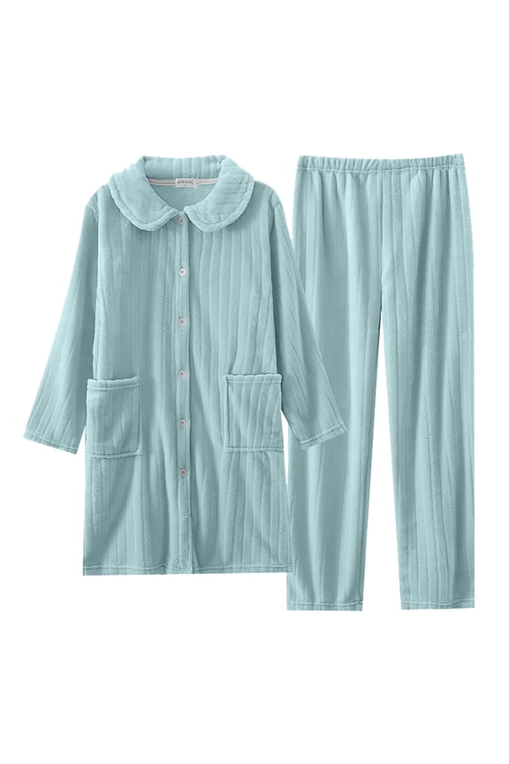 Fuzzy Pajama Set for Women, Warm 2 Piece Fleece Sleepwear with Long Sleeve Zipper Top & Relaxed Pants, Ultra-Soft Plush Loungewear for Cold Weather