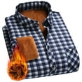 thumbnail image 1 of Felirenzacia George Big and Tall Men's Fleece Shirt, Chest Pocket Warm Checkered Plaid Long Sleeve Shirt,Blue,4XL, 1 of 6