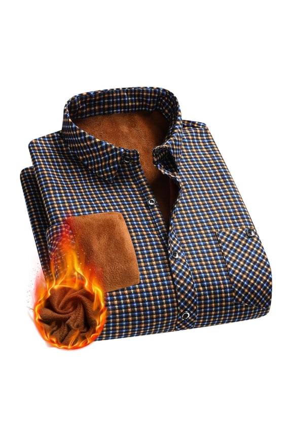 George Big and Tall Men's Fleece Shirt, Chest Pocket Warm Checkered Plaid Long Sleeve Shirt,Yellow,2XL