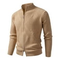 thumbnail image 1 of Felirenzacia George Men and Big Men's Jaquard Knit Jacket, Full Zip up Long Sleeve Coat with Two Way Zipper,Coffee,2XL, 1 of 7