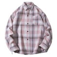 thumbnail image 1 of Felirenzacia George Men and Big Men's Plaid Shirt, Chest Pocket Tartan Long Sleeve Shirt,Pink,L, 1 of 3