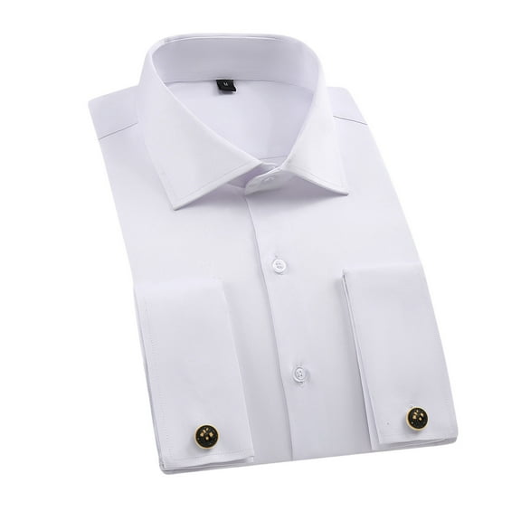 Felirenzacia George Men's Classic Fitted Cotton Dress Shirt, Long Sleeve Bussiness Dress Shirt for Workwear,White,2XL