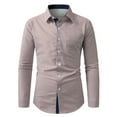 thumbnail image 1 of Felirenzacia George Men's Dress Shirt, Classic Striped Long Sleeve Shirt for Work with Chest Pocket,Khaki,M, 1 of 5