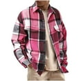 thumbnail image 1 of Felirenzacia Men's Plaid Flannel Shirt, Checkered Long Sleeve Lighrweight Jacket,Hot Pink,S, 1 of 9