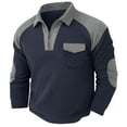 thumbnail image 1 of Felirenzacia Men's Quarter Zip Front Walf Knit Patch Sweatshirt with Chest Pocket, Long Sleeve Tee Shirt for Big and Tall,Navy,S, 1 of 7