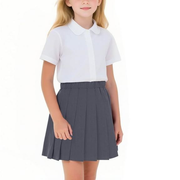Felirenzacia Girls Pleated Mini Skirt with Shorts, High Waist School Uniform Skort, Lightweight Athletic A-Line Skater Skirt with Elastic Waist