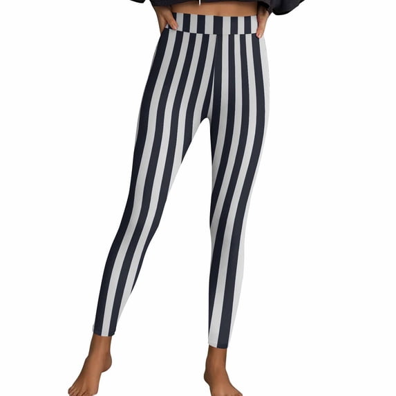 Felirenzacia Halloween Christmas Striped Leggings for Women Buttery Soft Funny Printed Leggings Hight Waisted Yoga Pants Halloween Pajama Pants