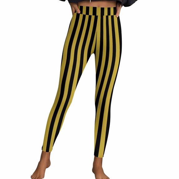 Felirenzacia Halloween Leggings for Women Buttery Soft Striped Funny Printed Leggings Hight Waisted Yoga Pants Halloween Pajama Pants
