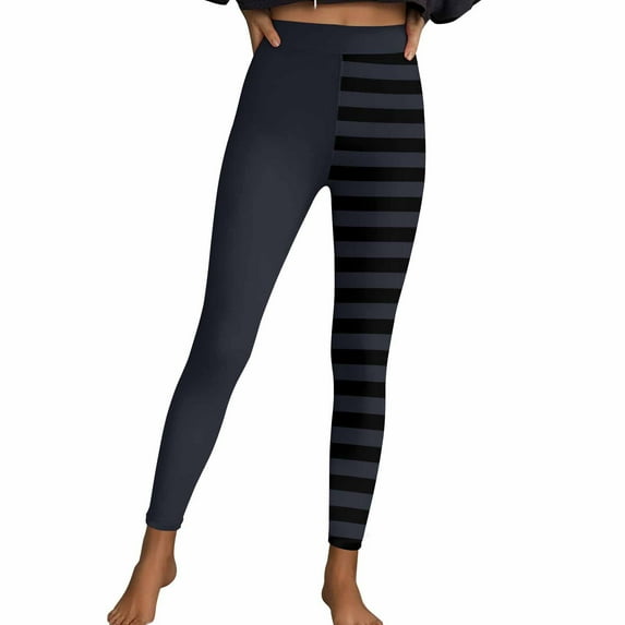 Felirenzacia Halloween Seamless No See Through Compression Tummy Control Butt Lifting Butter Soft Pilates Striped Color Blocking Athletic Pro Leggings