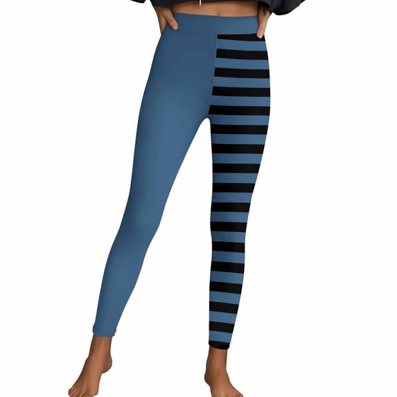 Felirenzacia Halloween Seamless No See Through Compression Tummy Control Butt Lifting Butter Soft Pilates Striped Color Blocking Athletic Pro Leggings