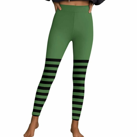 Felirenzacia Halloween Striped Seamless No See Through Compression Tummy Control Butt Lifting Butter Soft Pilates Athletic Pro Leggings