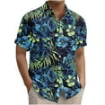 thumbnail image 1 of Felirenzacia Hawaiian Shirt For Man - Funky Blue Tropical Plants Print Short Sleeve Button Down Beach Shirt Casual Cuban Guayabera Shirt, 1 of 5