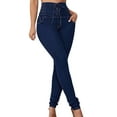 thumbnail image 1 of Felirenzacia High Rise Drawsting Closure Skinny Jeans for Women, High Waist Stretch Slim Fit Jeggings, Tummy Control Butt Lifting Denim Pants, 1 of 7
