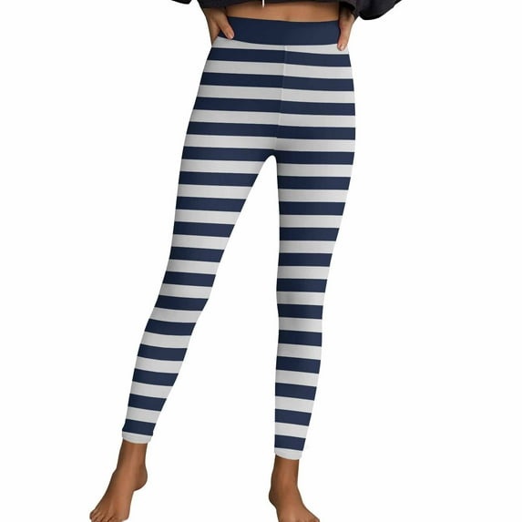 Felirenzacia High Waisted Leggings for Women and Girl Horizontal Stripes No See Through Tummy Control Cycling Workout Yoga Pants with Pockets Reg & Plus Halloween Printed