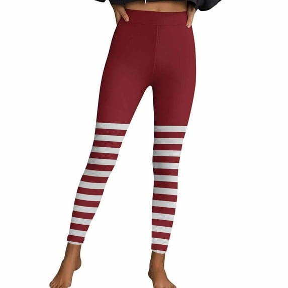 Felirenzacia High Waisted Leggings for Women and Girl No See Through Tummy Control Cycling Workout Yoga Pants with Pockets Reg & Plus Halloween Christmas Holiday Striped Printed