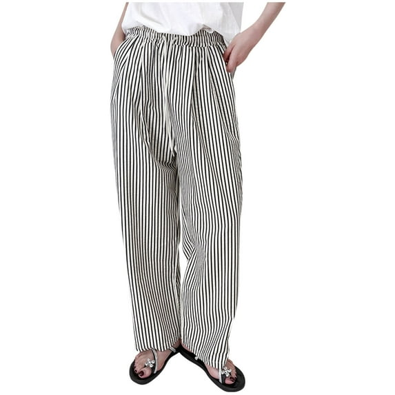 Felirenzacia High Waisted Palazzo Pants Women’s Lounge Linen Blend Wide Leg Capri Pants with Pockets, Casual Boho Print Summer Trousers