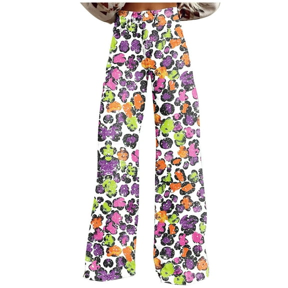 Felirenzacia Jeans for Women Wide Leg Baggy High Waist Boyfriends Straight Leg Stretchy Floral Pattern Printed Denim Pants Trendy Fall 2025